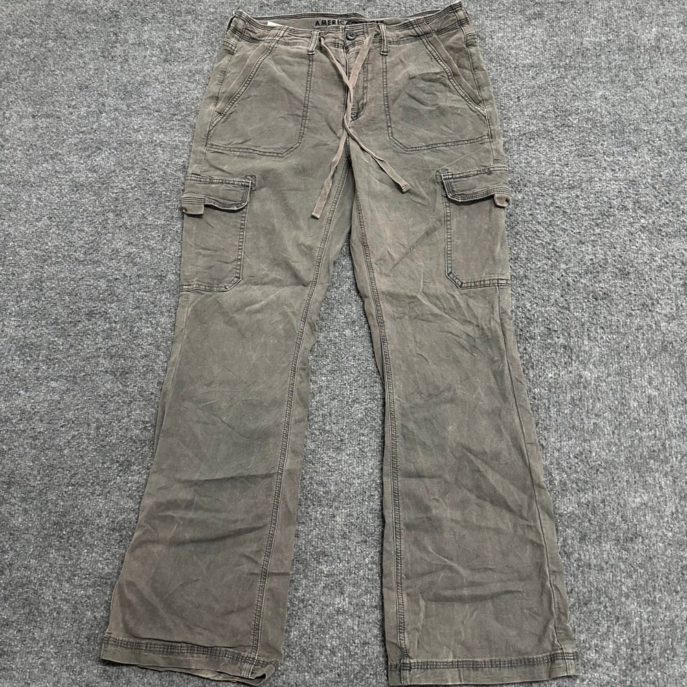 American Eagle Pants Womens Size 6 Gray Lyocell Stretch Cargo Utility Drawstring